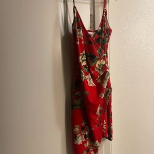Orange Floral Flower Mini Dress